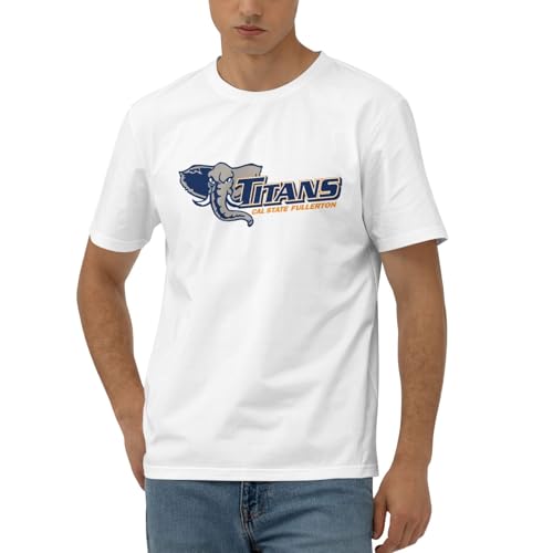 Cal State Fullerton Titans T-Shirt Men's Classic Basic Homecoming Basic Spring Short Sleeve Tops White