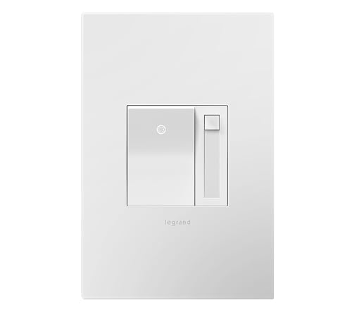 Adorne, Home Lighting Controls, Dimmer Light Switch, Paddle Dimmer (1, White, with Wall Plate)