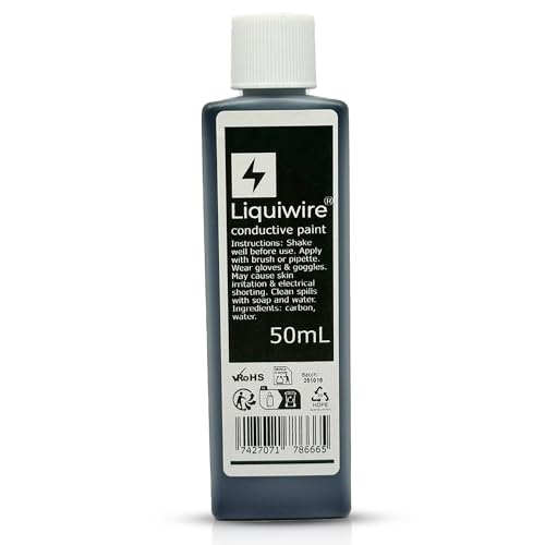 Liquiwire Pintura Conductora 50ml - Recubrimiento de Carbono al Agua para Apantallado de Guitarras, Reparación de PCB y Mandos - Negro Mate - Blindaje EMI/RF