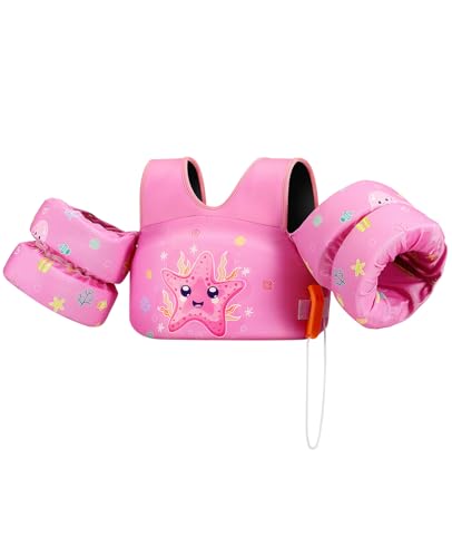HeySplash Swim Vest for Kids, Toddler Pool Floaties Fit 33-66 Lbs, Children Swimming Vest with Adjustable Strap, Swim Jacket Water Wing Arm Float, Puddle Beach Boat Jumper Boy Girl,Starfish