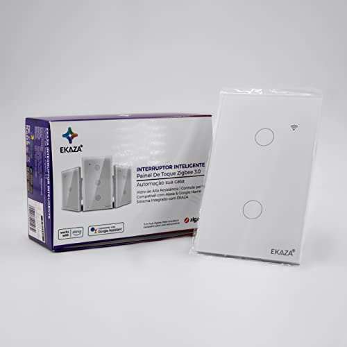 Interruptor Inteligente, Touch, Zigbee 3.0, 2 botões, Branco, Compativel com Google home e Alexa -T1
