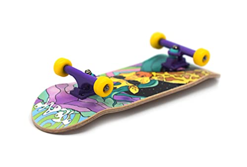 Teak Tuning Complete Fingerboard Graffiti Giraffe Edition - Premium, Heat Transfer Graphic - Pro Shape & Size - Bearing Wheels, Pro Trucks, 61A Pro Duro Bushings - 32Mm X 97Mm Deck #TOP1