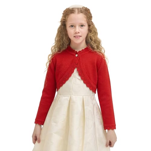 Image of Lilax Little Girls' Knit Long Sleeve Button Closure Bolero Cardigan Shrug