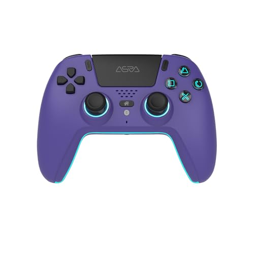 Image of ASRVA Purple Wireless Pro Controller for PS5, Hall Effect Joystick No Drift, 4 Back Paddles, Macro, Gyro, 1000mAh, RGB, Compatible with PS5 /Pro /Slim /PC /iOS /Android