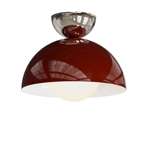 YVAMNAD Vicino Alla Plafoniera 23CM Piccola Illuminazione Soffitto Con Paralume Rosso Plafoniere Interni Plafoniere Mid-Century Lampade Moderne A Soffitto A Semi Incasso Per Ingresso Bagno Isola Della