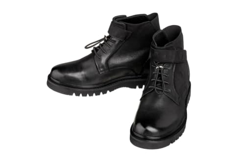 Image of CALTO Men's Invisible Height Increasing Elevator Shoes - Black Leather Lace-up Work-Style Casual Boots - 3.2 Inches Taller - K83114 - Size 10.5 D(M) US