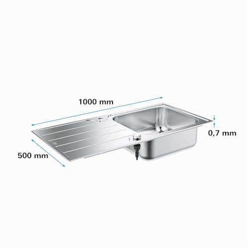 Évier de cuisine encastrable 1 bac avec égouttoir acier inoxydable GROHE - 4