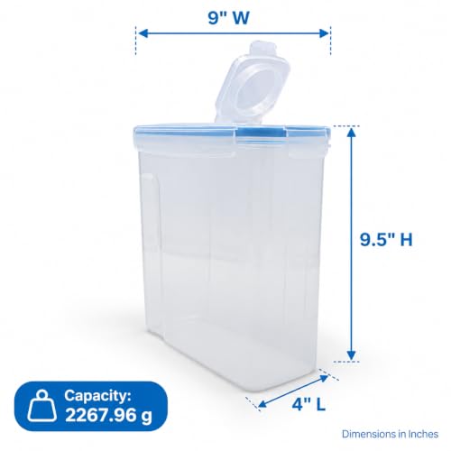 Image of Basicwise Large BPA-Free Plastic Food Cereal Containers, Airtight Spout Lid Set of 2