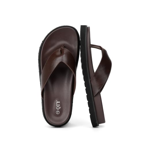 QIY Women Platform Thong Flip Flops Slip On Sandals, Burgundy, 11 — view 2