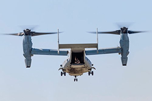 A US Marine Corps V-22 Osprey hovers over Santa Rosa, California Poster Print by Rob Edgcumbe/Stocktrek Images (34 x 22)