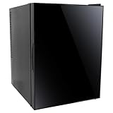 【Amazon限定】Hanx株式会社 日本メーカー 40L ペルチェ式 ワンドア冷蔵庫 （ドア）ブラックガラス （本体）マットブラック 左右両開き 4段階温度調節 小型 コンパクト 一人暮らし