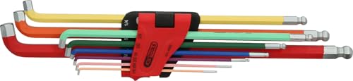 KS Tools 151.4430 Juego de llaves Allen con cabeza de bola, en ángulo de 108°, 9 pzs Pulgadas