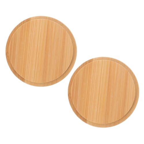 GRIRIW Bamboo Mug Lids 2 Pack Cup Covers for Hot Cold Drinks Reusable Dustproof and Sealing Cup Lids for Travel Mugs Elegant Round Design