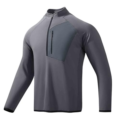 Men's Raglan Long Sleeve Shirts Tees 1/4 Zip Up Fishing Running Rash Guard T-Shirts Polar Fleece Outdoor Shirt