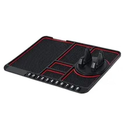 Car Dashboard Mat with Phone Holder | Anti-Slip Mat for Car | Universal Non Slip Sticky Rubber Pad Mat for Smartphone Holder for Car (Black) (Pack of 1)