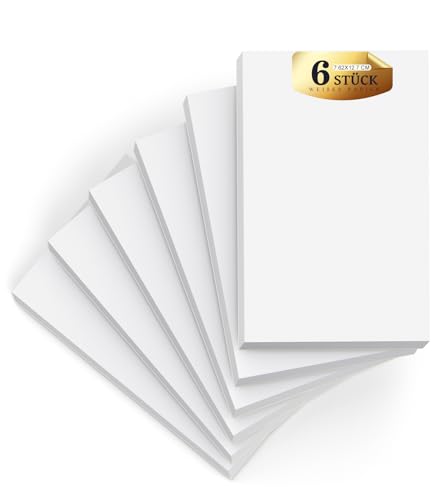 Roneky Notizblock A7 Notizblöcke kleine, 6 Stück Schreibblock A7, weiße Notizblöcke, kleine Schreibblöcke weißes Papier, 50 Blatt pro Blanko Mini Notizblock Kratzpapier für Büro Schule Haus