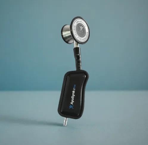 AyuSynk 2 Pro Advanced Digital Stethoscope with up to 60x Audio Enhancement - SDK Support, Noise Cancellation, Volume Control, In-Device Heart & Lung Filters, Sound Visualization & Report Generation