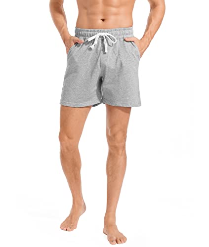 Dr.cyril Mens 5.5" Athletic Workout Shorts Cotton Lounge Shorts Elastic Waist Gym Joggers Sweat Shorts (S, Light Grey) #TOP2