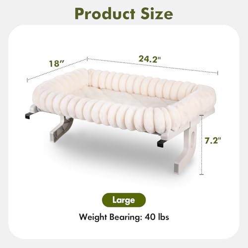 Image of Cloud-Cuddle Cat Window Perch with 4-Sided Bolster, Zipper Design Cushion Window Seat for Window Sill, Sturdy Metal Frame & Easy Assembly Pet Hammock Bed for Indoor Cats (White, Large)