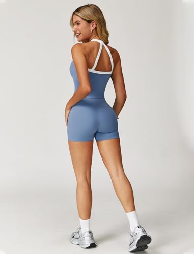 Women 2 Piece Workout Sets Padded Criss Cross Back Crop Tank High Waist Tummy Control Shorts Yoga Outfits4