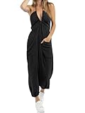 Cicy Bell Mono para mujer, sexy, espalda descubierta, sin mangas, cuello en V, informal, elegante, traje de pantalón Playsuit, Negro , M