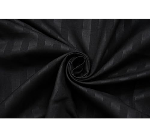 Image of Luxurious Elastic Fitted Glace Cotton King Size (78x72 inches Upto 6 Inches) bedsheet with 2 Pillow Covers - 200TC Black Striped