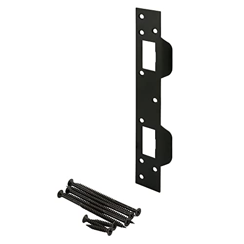 Image of Prime-Line U 11452 Door Strike, 5-1 /2 In., Hole Center, Matte Black Finish (Single Pack)