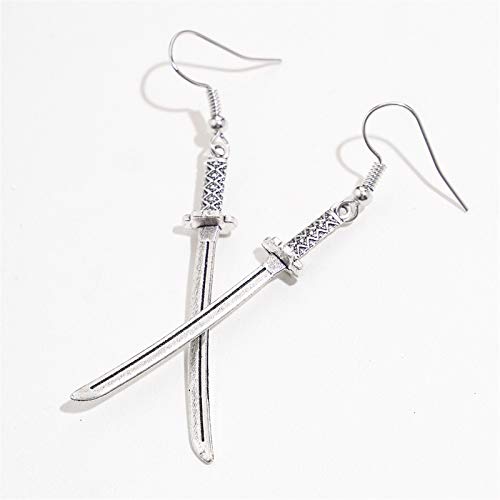 coadipress Vintage Katana Knife Dangle Drop Earrings for Women Personalized Creative Funny Punk Cool Silver Retro Statement Earrings2
