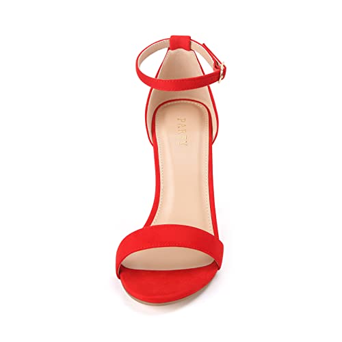 Image of PARTY Women's Chunky Block Heels Open Toe Ankle Strap 3 Inch Heeled Sandals Comfortable for Wedding and Prom