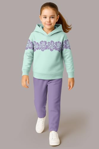 Image of HELLCAT Trendy Co-ords With Hoodie Sweatshirt and Trackpant Clothing Set for Girls.