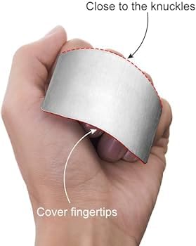 Image of axenta Stainless Steel Finger Guard for Safe Cutting - Adjustable Knife Finger Protector for Kitchen, Anti-Cut Finger Guard Shield for Slicing, Chopping, Dicing Pack of 1