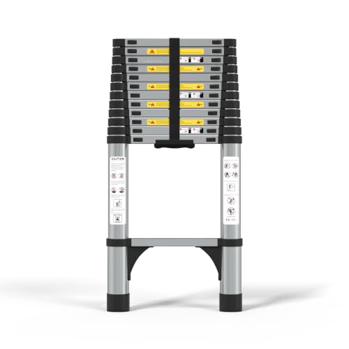 JADDUO Telescoping Ladder, 16.5 FT, Rectangular, Heavy Duty, Silver