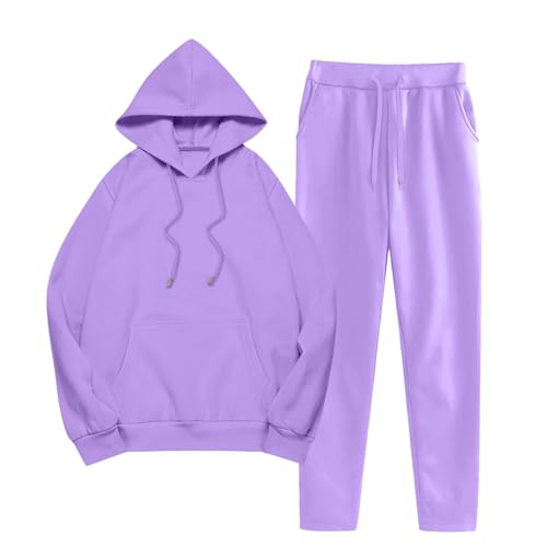 Survêtement de sport femme couleur unie lilas avec pull crop à capuche moderne