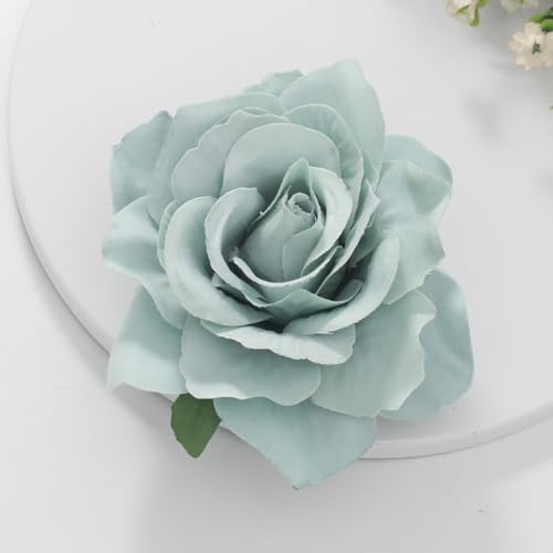 Image of 3.9 Inches White Flower Hair Clip Brooches for Women | Elegant Design White Rose Hair Clips on Flower for Women | Vintage Design Floral Lapel Pins and Rose Flowers Accessories for Wedding & Parties