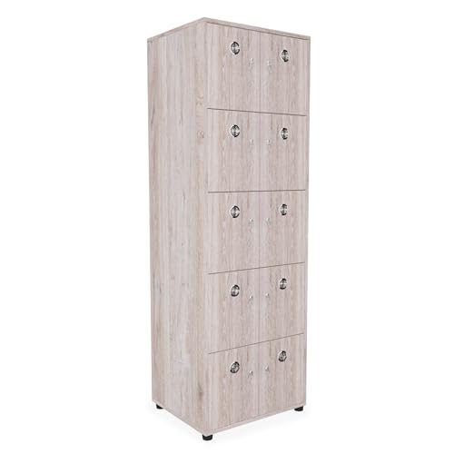 Eigentlich Spind mit 10 abschließbaren Fächern Holz, Eiche...