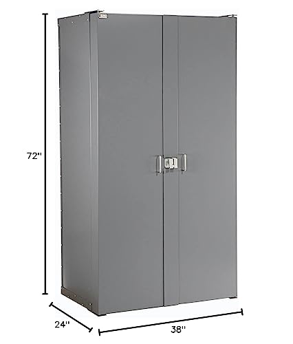 Global Industrial Deep Door Bin Cabinet, Includes 132 Yellow Plastic Bins, Padlockable Steel Cabinet, 38\" W x 24\" D x 72\" H, for Tool and Parts Storage, Assembly Required