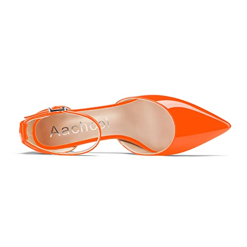 Image of Aachcol Women Kitten Low Heel Ankle Strap Pumps Pointed Toe Sandals Dress Shoes Party Office Wedding 1.5 Inch