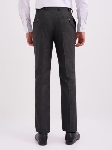 Image of Park Avenue Men's Mid Rise Regular Pants (PMTX07517-G8 Dark Grey, 34