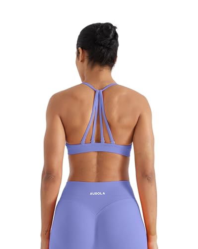 Image of AUROLA Mercury Workout Sports Bras Women Athletic Removable Padded Backless Strapy Minimal Crop Top