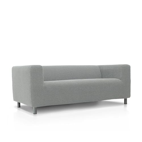 FAVERTI® Funda Super Elástica Sofá Compatible con el Sofá KLIPPAN 2 plazas de IKEA | Modelo NOVELE | Gris Claro | Protector de Calidad de Tejido Jacquard Tacto algodón