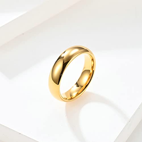 ANAZOZ Tungsten Carbide Wedding Ring, 6MM & 4MM Polished Gold Couple Wedding Bands Set, Women Size 10 + Men Size 11