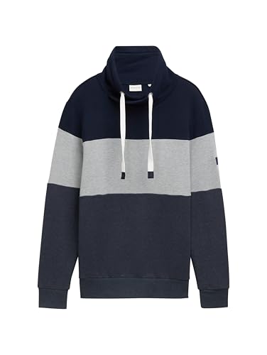 Tom Tailor Herren Colourblock Sweatshirt mit hohem Kragen, 10668 - Sky Captain Blue, S – Ansicht 4