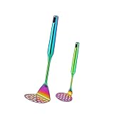 2 Pcs 18/8 Stainless Steel Potato Masher Color Me Food Masher Utensil Ricer Potato Masher with Anti-