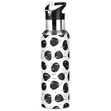 SDMKA 32oz Insulated Water Bottle for Gym Sports Travel, Black Irregular Blobs Stainless Steel Vacuum Water Flask, 10Hrs Cold/6Hrs Hot, BPA-Free Leakproof, Wide Mouth