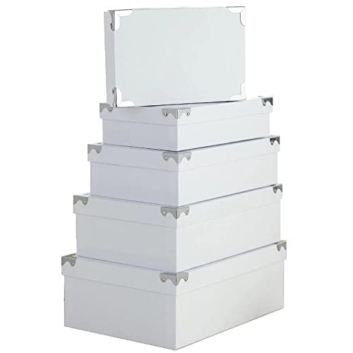 Boîtes de rangement élégantes avec coins en métal | Set de 5