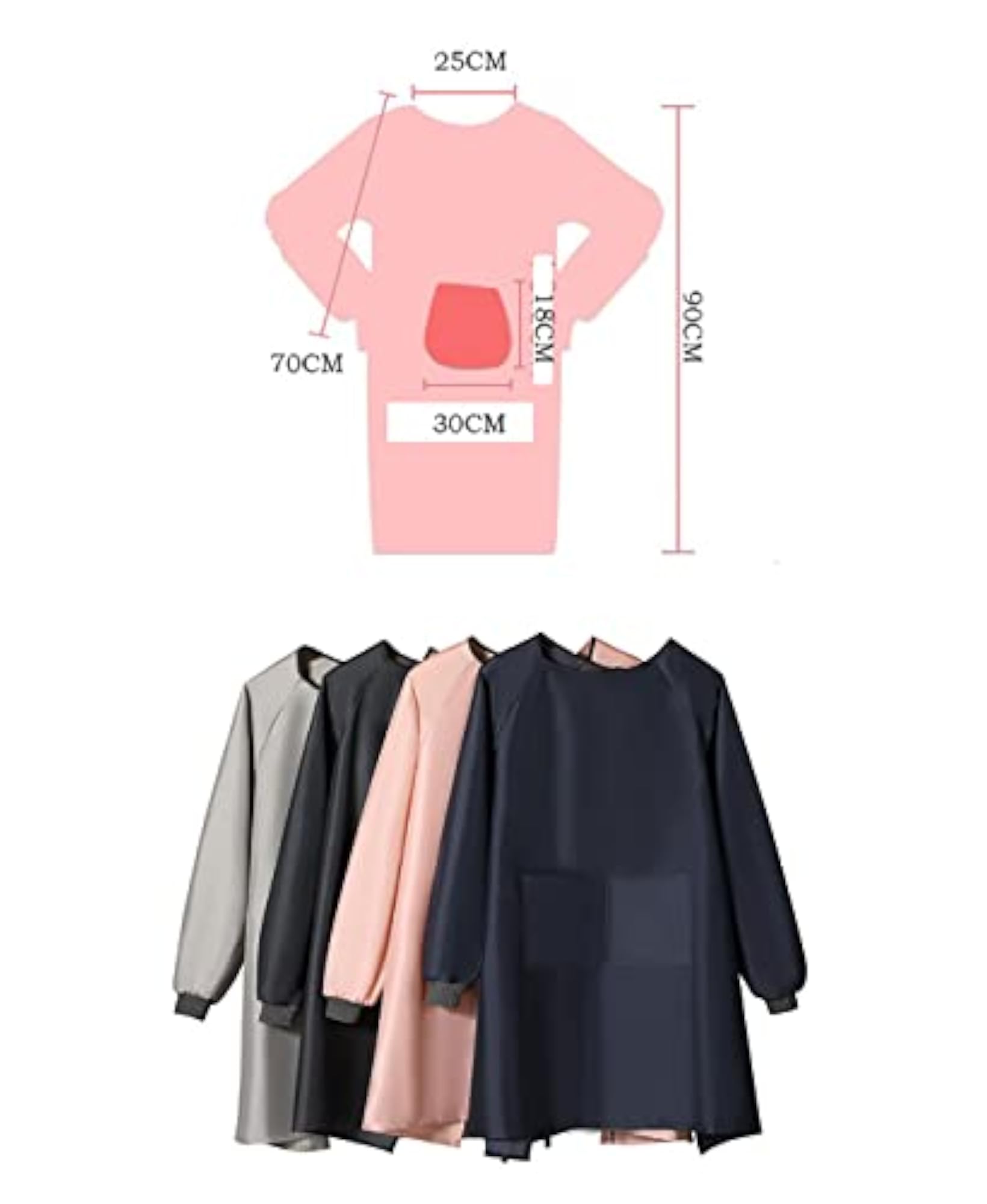 Solid Color Unisex Long Sleeves Waterproof Kitchen Apron