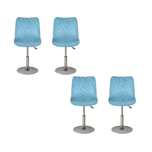 Image of Bar Chair Stool Cover 2 Pack Stretch Chair Slipcover for Counter Height Bar Stool Blue Stripes Anti-Scratches Spills Chair Covers