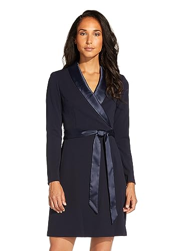 Image of Adrianna Papell Knit Crepe Tuxedo A-Line Dress
