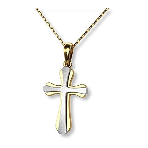 Fish Girl Boy Yellow Gold Necklace with Cross Pendant Cover