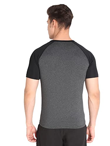 Image of CHKOKKO Men's Round Neck Gym T-Shirt Anthra Black S
